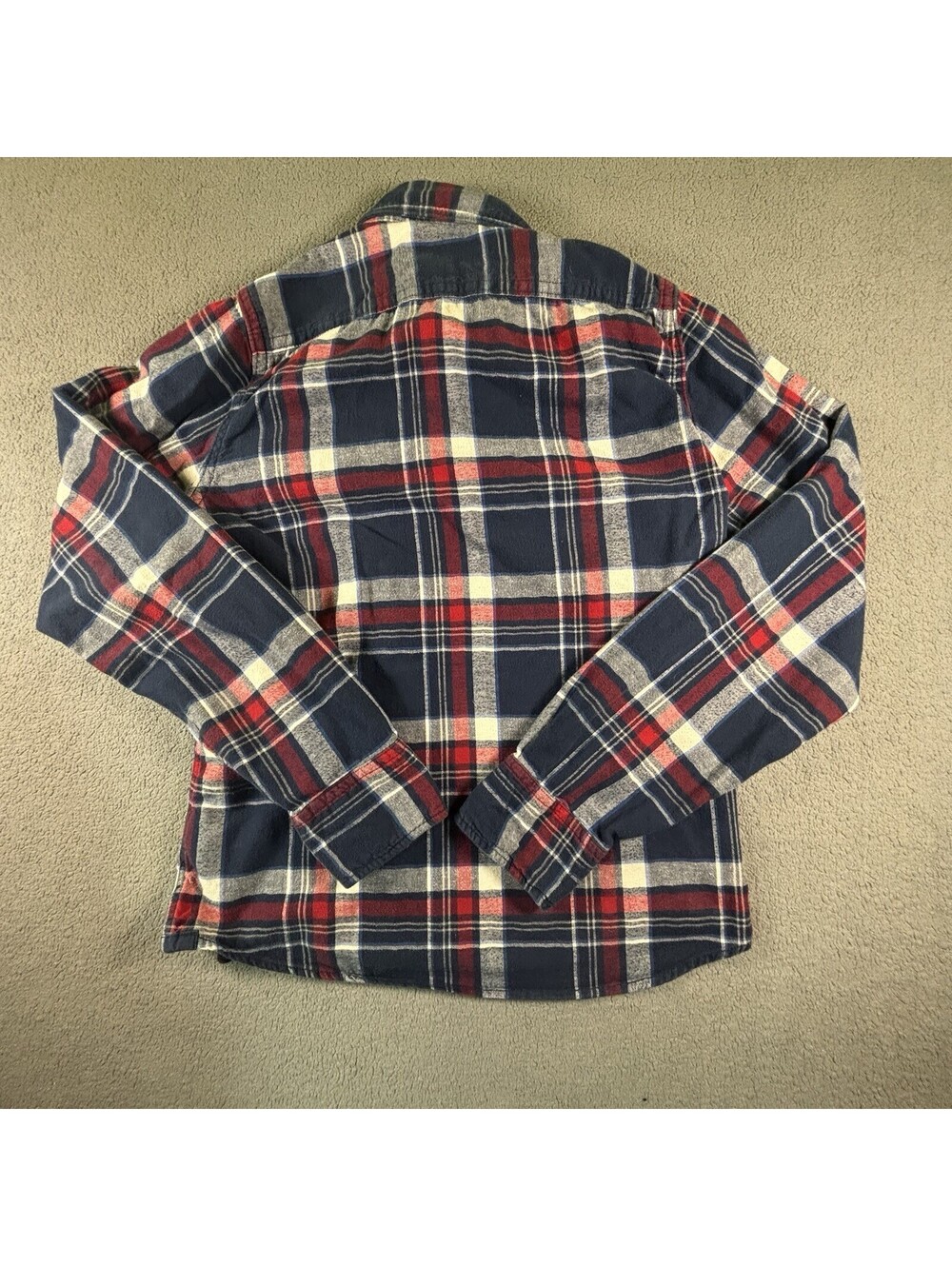 Abercrombie & Fitch Flannel Shirt Men XXL Muscle Fit Plaid Navy Red White Moose - Picture 2 of 9